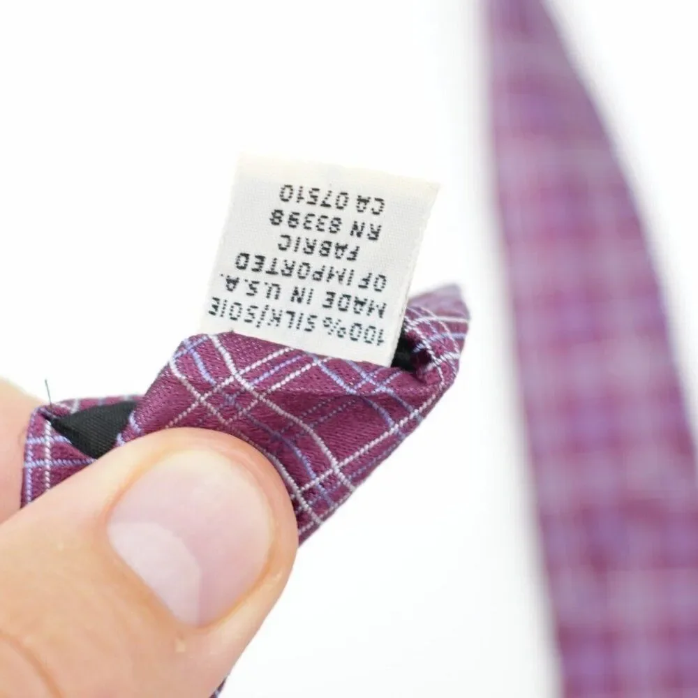 Calvin Klein Collection Purple /‎ Red Blue White Check Woven Silk Tie